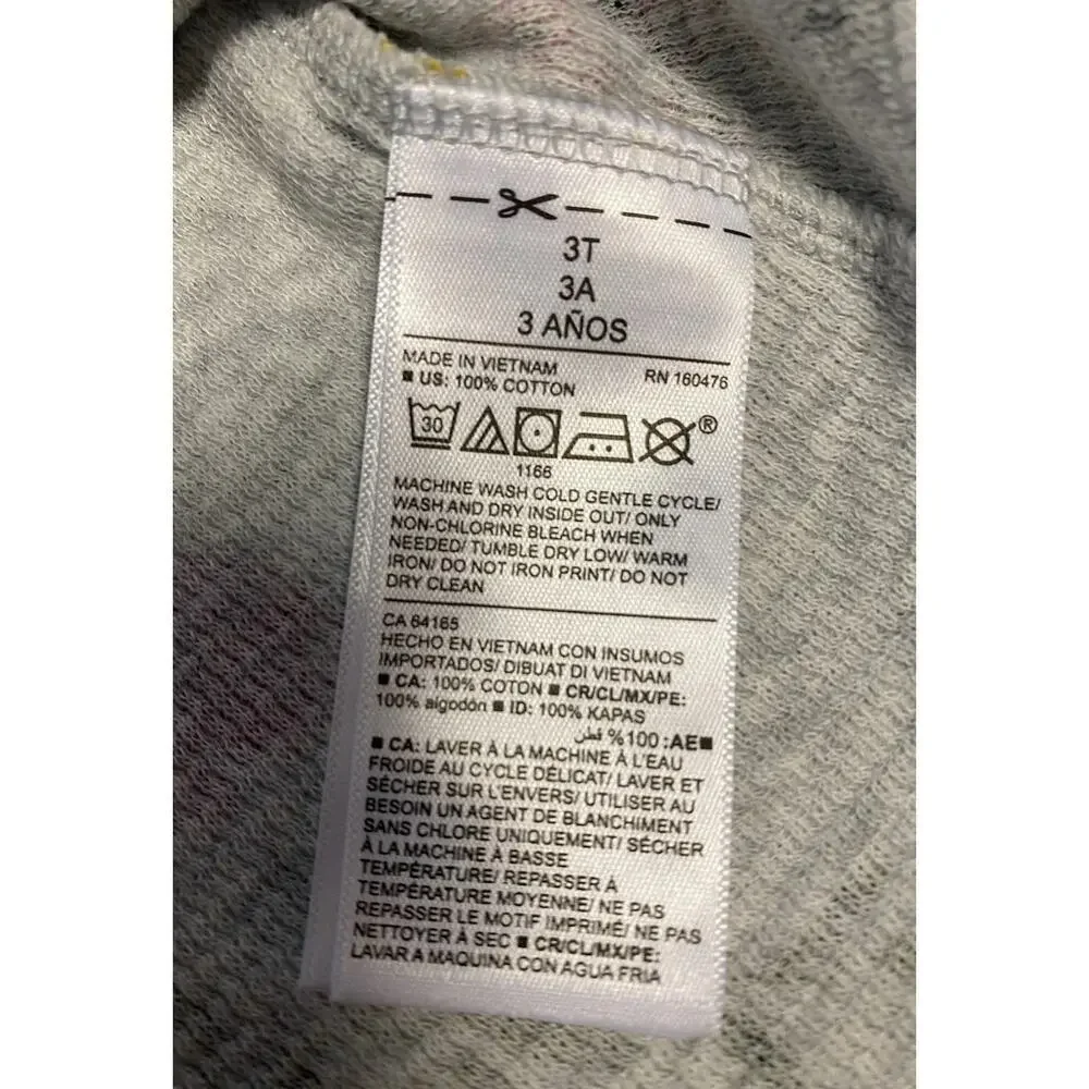 Gap Toddler Girls Gray Flowered Print Long Sleeve Henley Size 3T NWOT